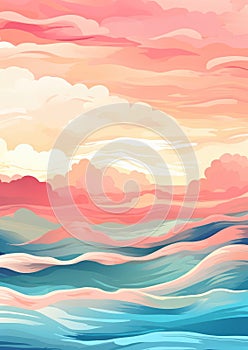 Beauty illustration design landscape wallpaper cloud art blue nature summer abstract sky background