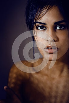 Beauty latin young woman in depression, hopelessness look