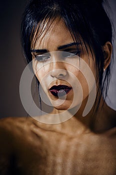 Beauty latin young woman in depression, hopelessness look