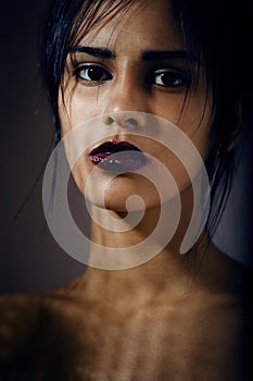 Beauty latin young woman in depression, hopelessness look