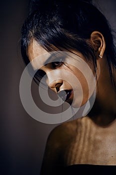Beauty latin young woman in depression, hopelessness look