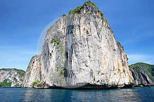 Beauty limestone rock in the ocean phi phi