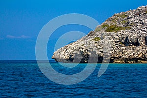 Beauty limestone rock in the ocean