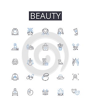Beauty line icons collection. Elegance, Splendor, Attractiveness, Charm, Gracefulness, Magnificence, Gorgeousness vector photo