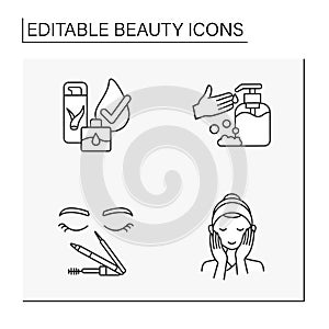 Beauty line icons set