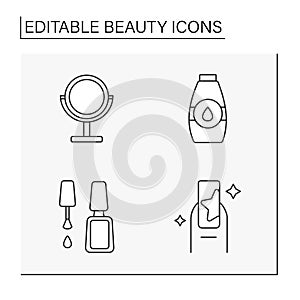 Beauty line icons set