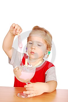 Beauty little girl with ice cream cup