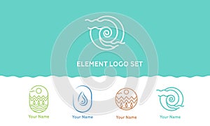 Beauty; logo set of Nature Elements Vector linear Icons. Vector logo template. Beautiful options for spa, cosmetics