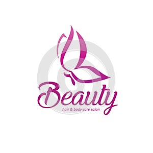 Beauty logo template with butterfly