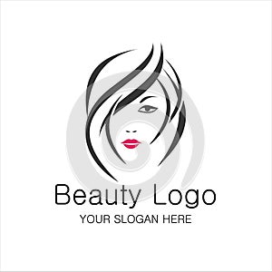 Beauty logo template. Woman silhouette vector illustration, Woman face in natural shape