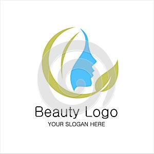 Beauty logo template. Woman silhouette vector illustration, Woman face in natural shape