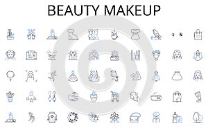 Beauty makeup line icons collection. Planning, Organization, Ready, Alert, Provision, Arrange, Equip vector and linear