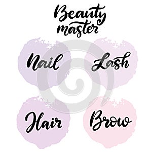 Beauty master lettering vector illustration