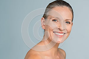 Beauty mature aged woman smiling