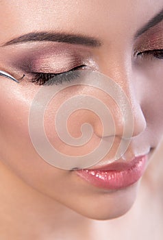 Beauty Model with  Perfect Fresh Skin and Long Eyelashes