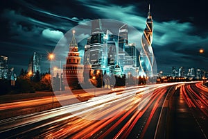 The beauty of Moscow Russia by night travel destination - abstract illustration