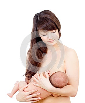 Beauty mother feeding her infant baby