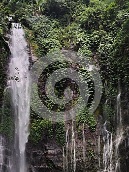 The beauty of Mount Ungaran Waterfall with clear water surrounded by forests