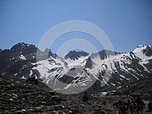 Beauty of mountain with snow over it, mountain with snow, snow over mountain in kashmir