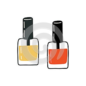 Beauty nail polish product. Makeup cosmetic icon. Nail varnish jar. Vector skin care illustration