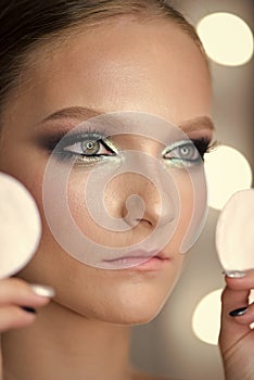 Beauty, natural make up for young woman, glowing healthy skin