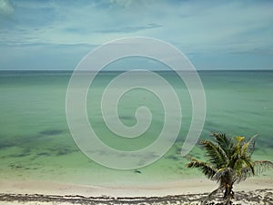 The quiet caribbean beach near Progreso, Yucatan photo