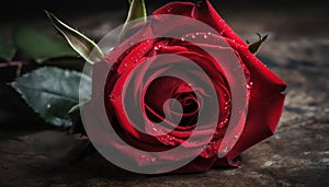 Beauty in nature single rose, fragility, freshness generated by AI