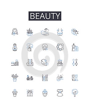 Beauty line icons collection. Elegance, Splendor, Attractiveness, Charm, Gracefulness, Magnificence, Gorgeousness vector photo