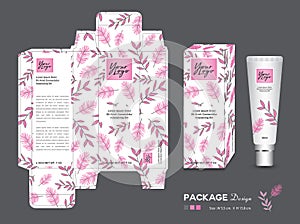 Beauty Packaging template, 3d Box cosmetics, product design, Package tag, healthy products, Cream layout, Fresh ecological, nature