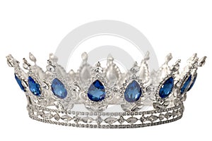 Beauty pageant winner, bride accessory in wedding and royal crown for a queen concept with a silver tiara covered in crystals,