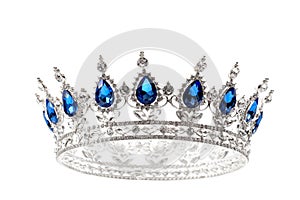 Beauty pageant winner, bride accessory in wedding and royal crown for a queen concept with a silver tiara covered diamonds and