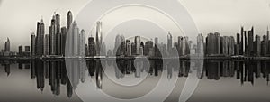 The beauty panorama of Dubai, black and white