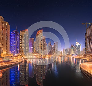 The beauty panorama of Dubai marina. UAE