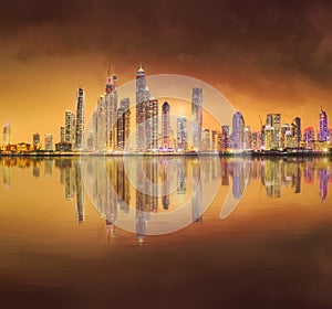 The beauty panorama of Dubai marina. UAE