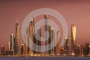 The beauty panorama of Dubai marina. UAE