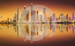 The beauty panorama of Dubai marina. UAE