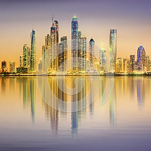 The beauty panorama of Dubai marina. UAE