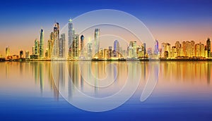 The beauty panorama of Dubai marina. UAE