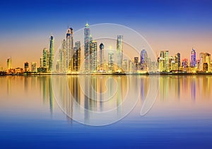 The beauty panorama of Dubai marina. UAE