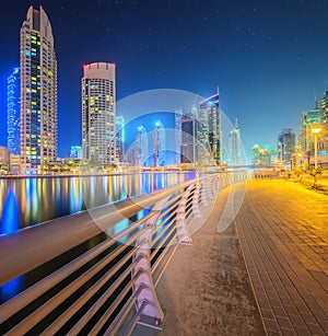 The beauty panorama of Dubai marina. UAE