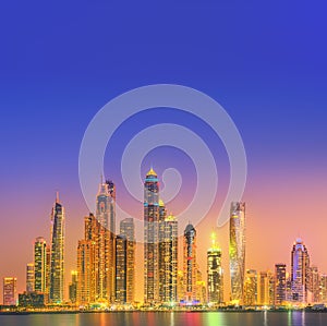 The beauty panorama of Dubai marina. UAE