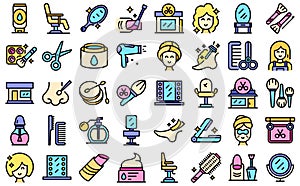 Beauty parlor icons set line color vector