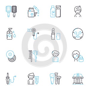 Beauty parlor linear icons set. Chic, Elegant, Lavish, Trendy, Sophisticated, Glamorous, Radiant line vector and concept
