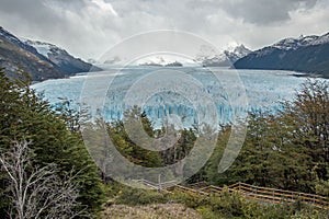 Beauty of Patagonia, with majestic landscape featuring the Perito Moreno Glaciar blanketed in snow