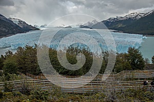 Beauty of Patagonia, with majestic landscape featuring the Perito Moreno Glaciar blanketed in snow