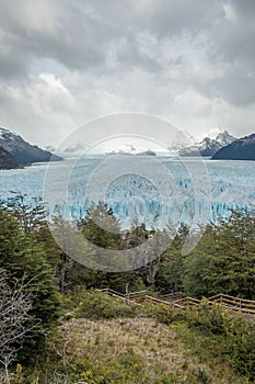 Beauty of Patagonia, with majestic landscape featuring the Perito Moreno Glaciar blanketed in snow