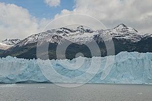 Beauty of Patagonia, with majestic landscape featuring the Perito Moreno Glaciar blanketed in snow