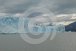 Beauty of Patagonia, with majestic landscape featuring the Perito Moreno Glaciar blanketed in snow