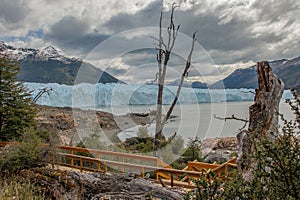 Beauty of Patagonia, with majestic landscape featuring the Perito Moreno Glaciar blanketed in snow