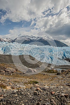 Beauty of Patagonia, with majestic landscape featuring the Perito Moreno Glaciar blanketed in snow